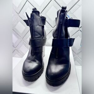 Women's Black Leather Ankle Boots